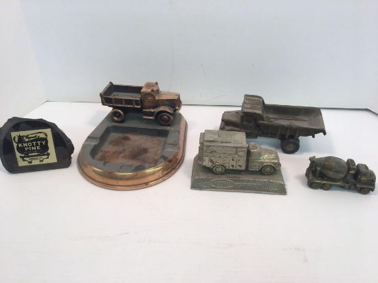 Advertising items (OSHKOSH ashtray,HOLAN desk weight,PENNSY SUPPLY cement truck, KNOTTY PINE coal