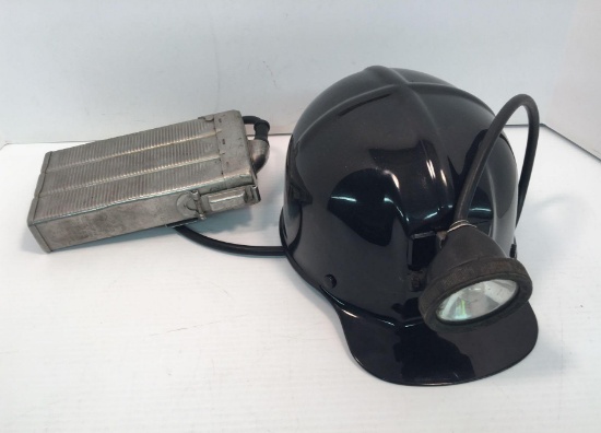 Vintage PERMISSIBLE electric cap lamp,MSA miner's helmet