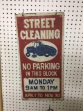 Vintage metal STREET CLEANING sign