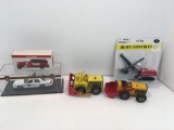 Vintage MARX tin/litho construction vehicles,die cast police car,plastic steam shovel