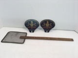 2 metal license plate topper ID tags(Commonwealth of Pennsylvania),vintage advertising fly swatter