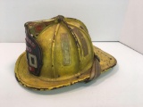 Vintage leather CAIRNS fire helmet/leather front shield(HEREFORD ENG CO 440)