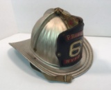 Vintage metal CAIRNS fire helmet/ leather front shield(Private 6 HVFD)