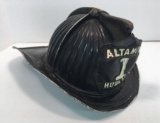 Antique metal CAIRNS fire helmet/leather front shield(ALTAMONT FIRE CO)