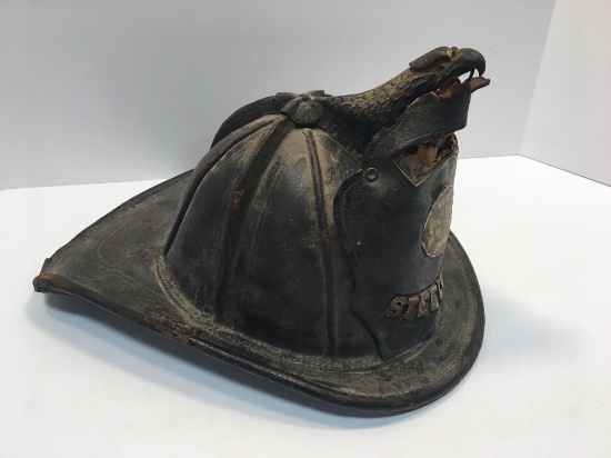 Antique leather CAIRNS fire helmet/leather front shield(STEELTON)