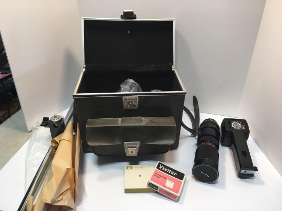 VIVITAR camera accessories (telescopic lens,# 352 flash, wide angle attachment, skylight filter),
