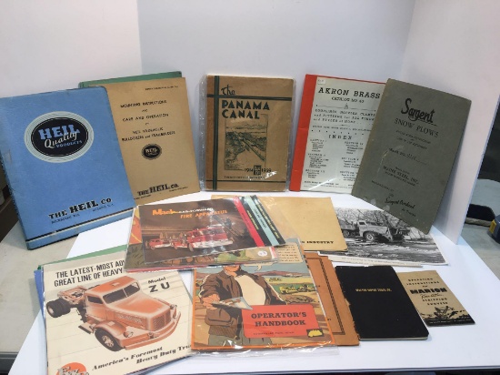 Vintage heavy trucks themed pamphlets, brochures, operators handbooks,Panama Canal 25th anniversary
