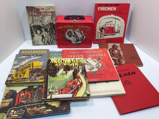 Children's books (firefighting and construction themed), Mike Mulligan and his steam shovel lunch