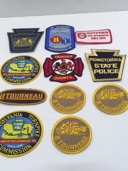Shoulder patches: PA Turnpike, Heavy equipment, State Police, Firefighter