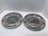 2 Pennsylvania Turnpike commission pewter commemorative plates