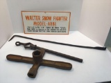 Fire apparatus wrenches, cardboard WALTER SNOWFIGHTER sign,more