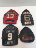 4 vintage fire helmet front shields