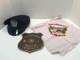 Pennsylvania Turnpike hat/badge,Pennsylvania Turnpike dresser scarf,brass New Jersey Turnpike plaque