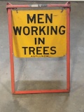 Vintage ASPLUNDH A framed MEN WORKING ON TREES two sided sign