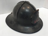 Vintage fire helmet/leather front shield(1 LFD)