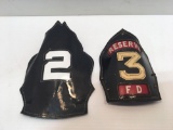 2 firefighter front shields(1- leather)
