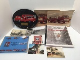 Fire fighter memorabilia(pictures,book,ashtray)