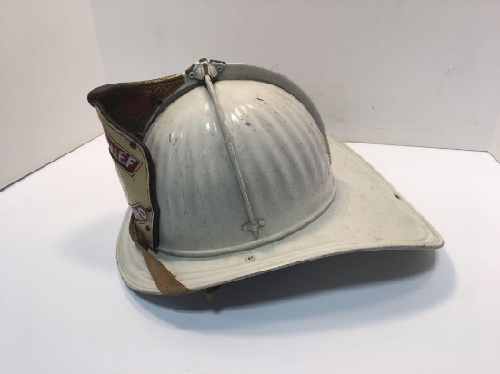 Antique metal CAIRNS fire helmet/ leather front shield(1st ASST CHIEF GIBBSBORO)