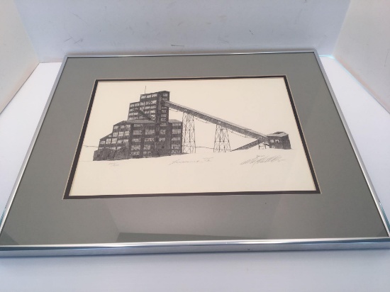 Framed/matted mining picture by BARTLETT