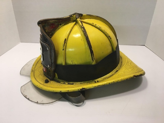 Vintage CAIRNS fire helmet/leather front shield(SQUAD 8 HFD)