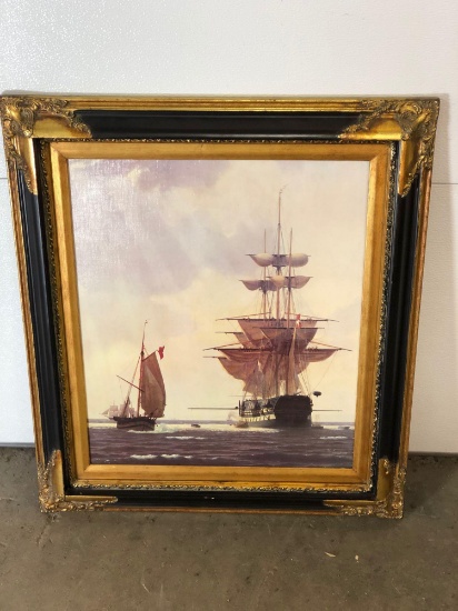 Framed oil painting(ships)