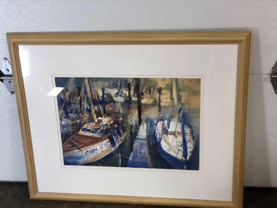 Framed/matted sailboat picture