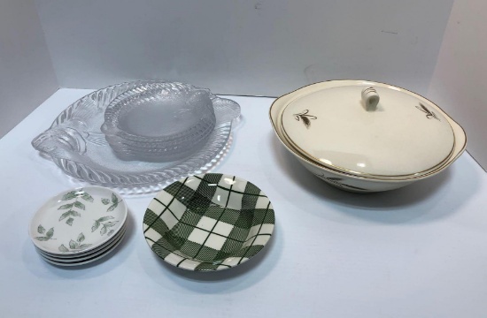 LENOX saucers,covered dish,glass plates,more