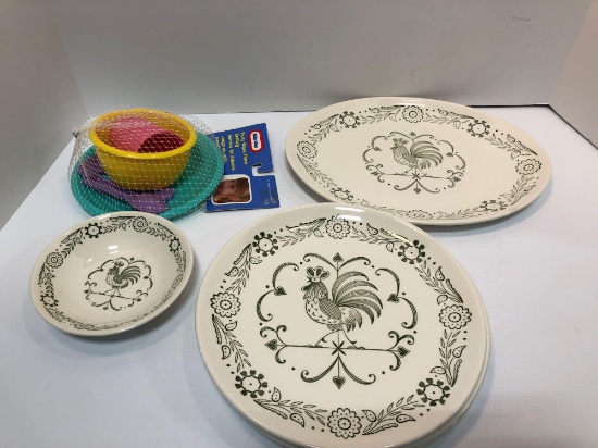 Rooster themed dishware,LITTLE TYKES dishware