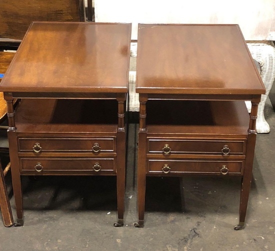 2 matching mahogany 2 tier end tables by IMPERIAL