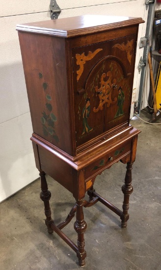 Ornate Antique telephone stand with Asian Motif