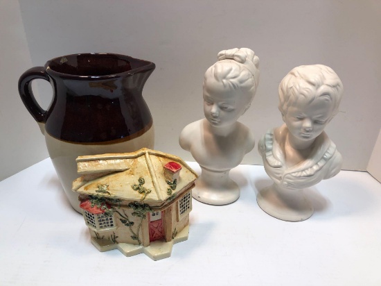 Stoneware pitcher,2 bust(Japan),SEBASTIAN cottage