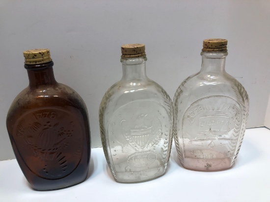 Vintage LOG CABIN Bicentenial glass bottles