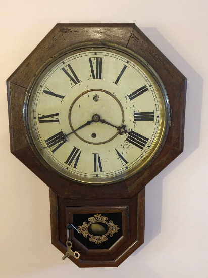 Antique WATERBURY CLOCK COMPANY (Eight Day-Time 12inch Drop Oct RC) clock(per seller from Rebersburg