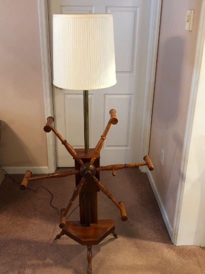 Antique spinning wheel(made into floor lamp)