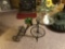 Wrought iron tricycle shaped plant stand