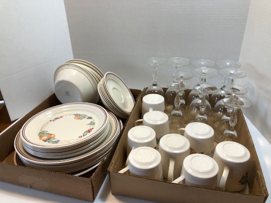 CORELLE Dish set,stemware glasses