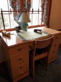 Vintage desk with chair and contents