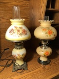 2- Hurricane style lamps (1 cord needs repaired)