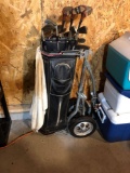 Right handed golf clubs/bag and pull Cart