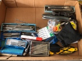 Taps, Allen wrenches, chisels, utility knife, tape measure, more
