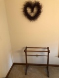 Quilt Rack, heart shaped wreath