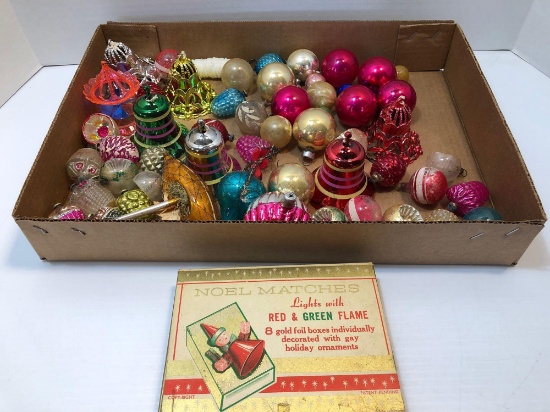 Vintage glass Christmas ornaments, NOEL MATCHES