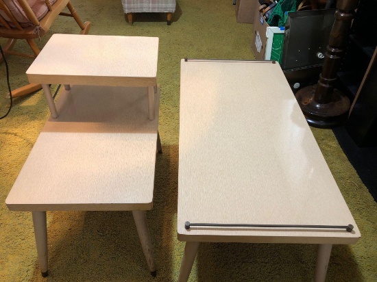 Matching vintage coffee table and two tier end table
