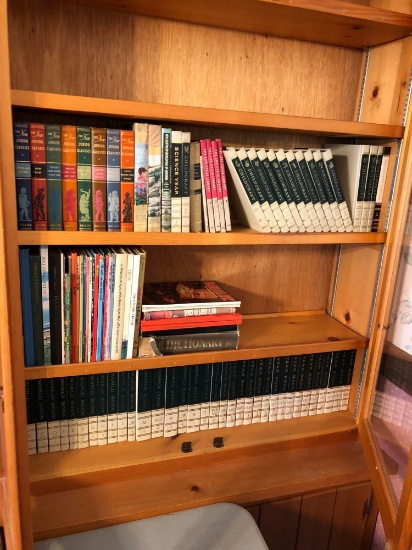 Contents of bookcase(Books,encyclopedias,COLLIER Junior Classics(must bring own box)