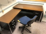 L shaped office desk,rolling office chair