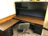 L shaped office desk/storage and rolling chair