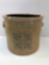 Antique stoneware/pottery #3 pig eared crock by F.H.COWDEN(Harrisburg) with stenciled snowflake