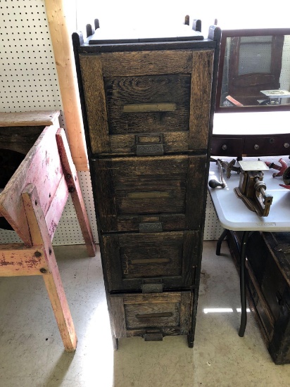 Antique oak file cabinet