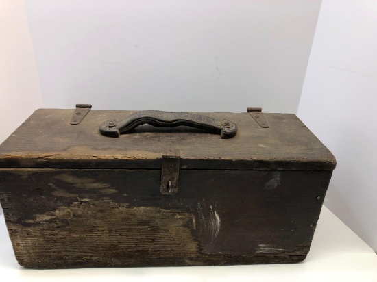 Vintage handcrafted wooden toolbox