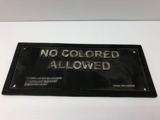 Black Americana cast sign(Broadway Theater May 26,1925; "No Colored Allowed"